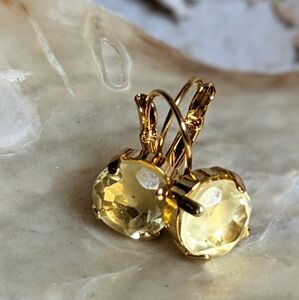 6.4 Carats Natural Brazilian Lemon Quartz In 18K Gold Plated Drop Earrings